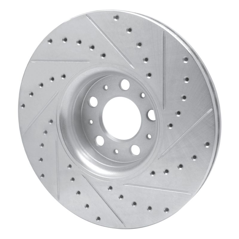 Volvo XC90 Brake Rotor (1) - Front Left - R1 Concepts - Drilled & Slotted - Silver - `03-`14